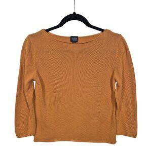 Vintage Eileen Fisher Womens Knit Sweater Size M Orange Cotton Top Sustainable